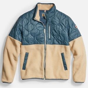 NWT! Men’s Marine Layer size L Bariloche jacket! Cream sherpa and teal. Awesome!